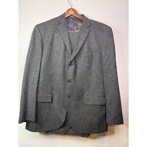 Polo by Ralph Lauren Virgin Wool Cashmere Grey Herringbone Stripe Suit ITALY 46R